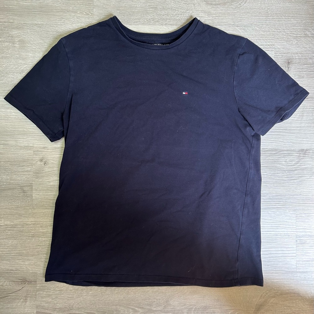 Tommy Hilfiger T Shirt Mens Size Large Blue Casual Short Sleeve Adult